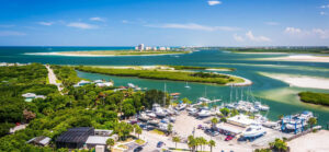 Aerial Image of marina, with Sebastian Inlet and Halifax river looking south towards New Smyrna Beach